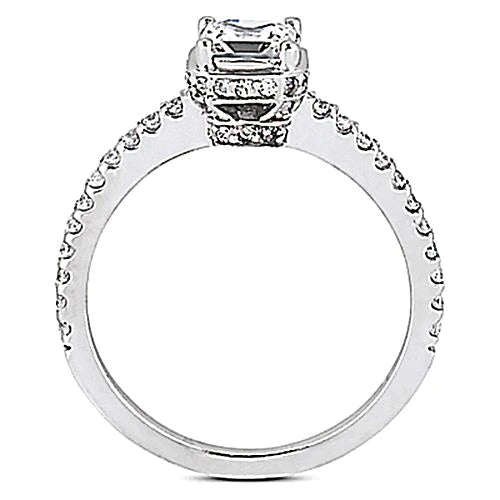Bague De Fiançailles En Or 1,85 Carats Avec Halo De Naturel Diamants Cachés Et Accents