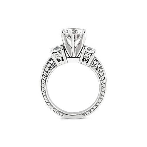 Bague De Fiançailles En Or A Trois Pierres Avec Véritable Diamants 1.50 Carats