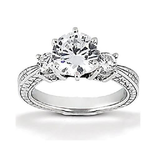 Bague De Fiançailles En Or A Trois Pierres Avec Véritable Diamants 1.50 Carats