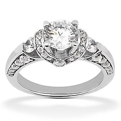 Bague De Fiançailles En Or Blanc A 1,70 Ct De Naturel Diamants Accentués