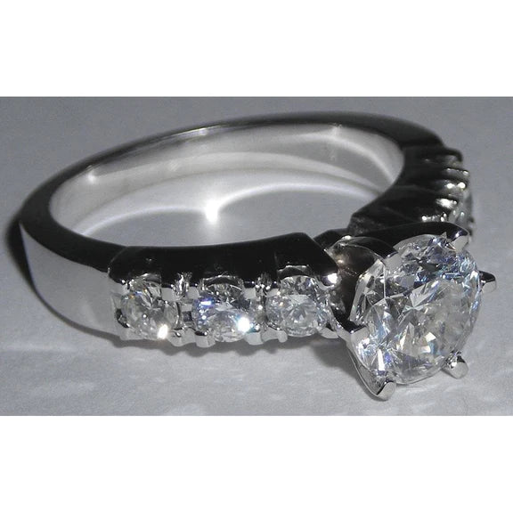 Bague De Fiançailles En Or Blanc Avec Réel Diamants 2.22 Ct