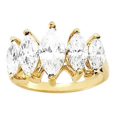 Bague De Fiançailles En Or Jaune 14 Carats Avec Réel Diamants 3.50 Carats