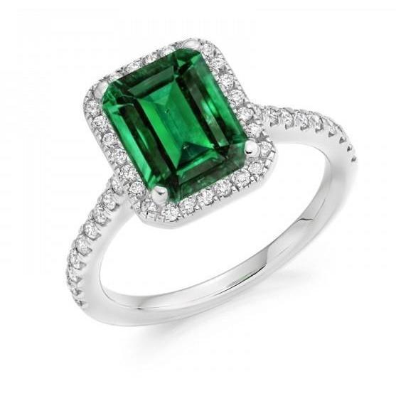 Bague De Fiançailles En Pierres Précieuses Emeraude Vert