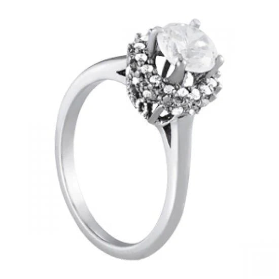 Bague De Fiançailles En Réel Diamant Rond Serti De Griffes De 1.25 Carat WG 14K