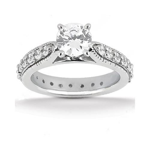 Bague De Fiançailles En Réel Diamants De Style Vintage. Ensemble De Bandes Enveloppantes 2.45 Carats WG