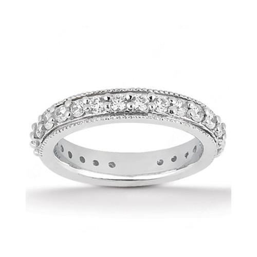 Bague De Fiançailles En Réel Diamants De Style Vintage. Ensemble De Bandes Enveloppantes 2.45 Carats WG
