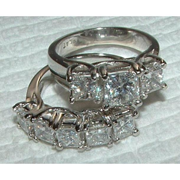 Bague De Fiançailles En Réel Diamants Sertie Neuve De 4.51 Carats En Or Blanc 14 Carats