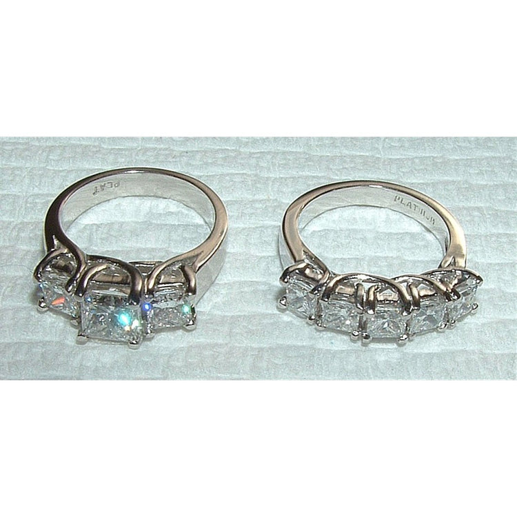 Bague De Fiançailles En Réel Diamants Sertie Neuve De 4.51 Carats En Or Blanc 14 Carats