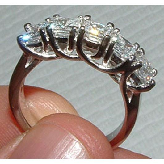 Bague De Fiançailles En Réel Diamants Sertie Neuve De 4.51 Carats En Or Blanc 14 Carats