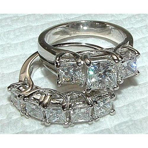 Bague De Fiançailles En Réel Diamants Sertie Neuve De 4.51 Carats En Or Blanc 14 Carats