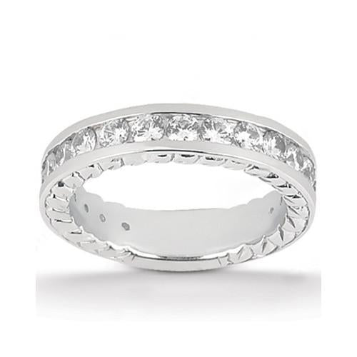 Bague De Fiançailles En Véritable Diamant Avec Accents Sertis 4.21 Carats En Or Blanc 14K