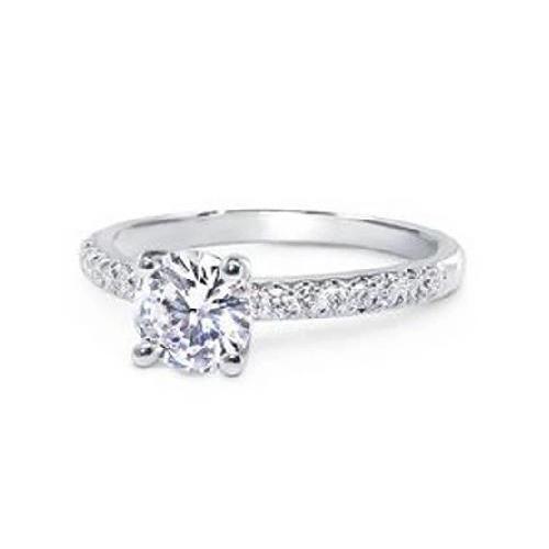 Bague De Fiançailles En Véritable Diamant De 1.79 Ct Accentuée En Or Blanc 14K