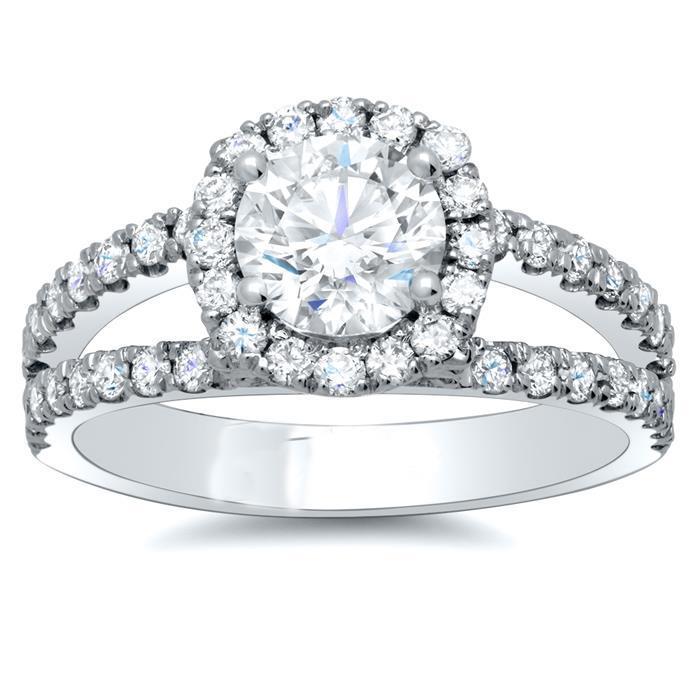 Bague De Fiançailles En Véritable Diamant De 4.90 Ct En Or Blanc 14K