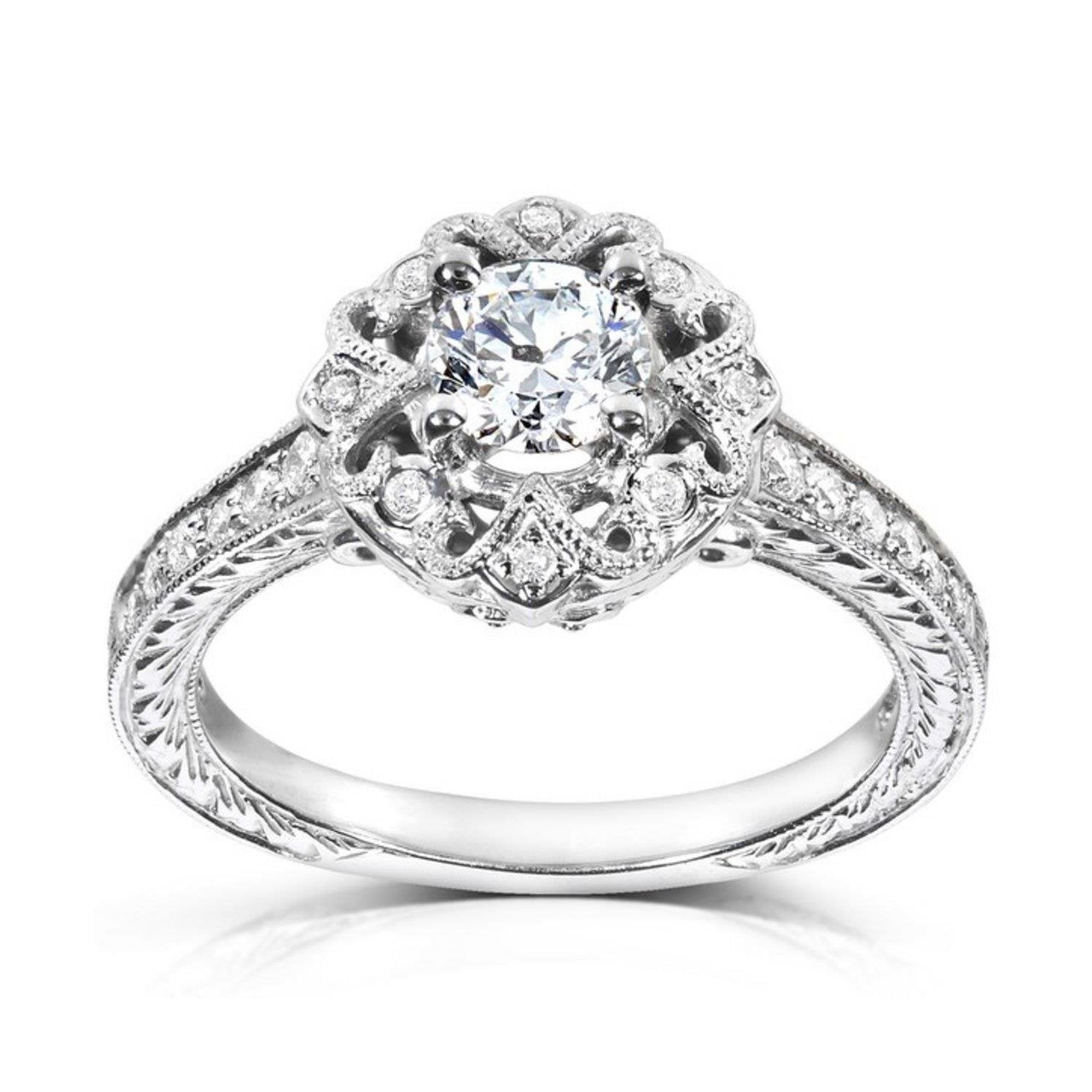 Bague De Fiançailles En Véritable Diamant De Style Antique 2.25 Carats Bijoux En Or Blanc