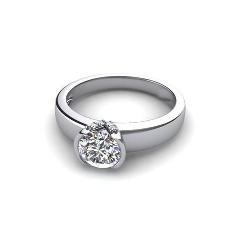 Bague De Fiançailles En Véritable Diamant Rond De 1.50 Ct En Or Blanc 14 Carats