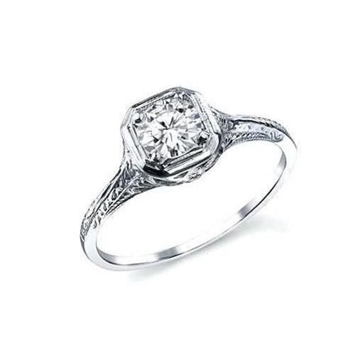 Bague De Fiançailles En Véritable Diamant Solitaire De Style Vintage 2 Carats