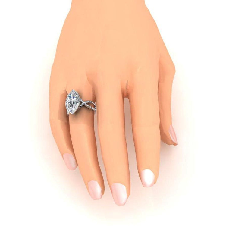 Bague De Fiançailles En Véritable Diamants Marquise Halo 5.50 Carats Bijoux Pour Femmes