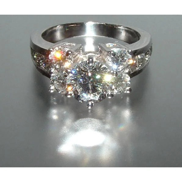 Bague De Fiançailles Et Bande De Réel Diamants Sertie De 4.76 Carats En Or Blanc 14K