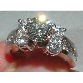 Bague De Fiançailles Et Bande De Réel Diamants Sertie De 4.76 Carats En Or Blanc 14K