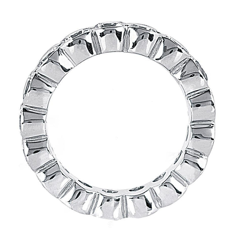 Bague De Fiançailles Eternité En Or Blanc 3.40 Carats Et Naturel Diamants