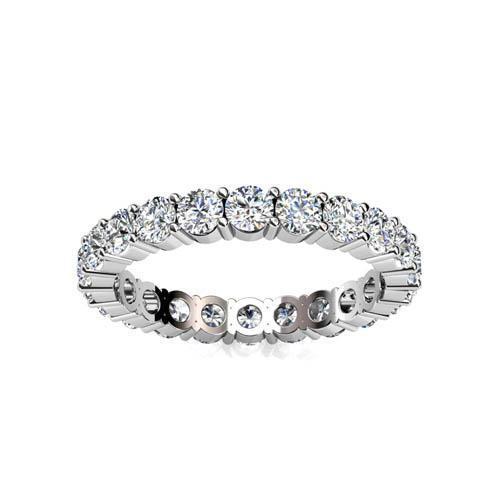 Bague De Fiançailles Eternité Réel Diamant Pour Femme 2.20 Carats Or Blanc 14K