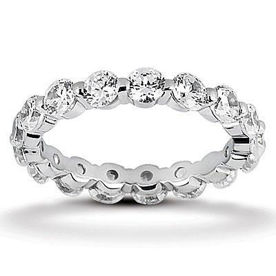 Bague De Fiançailles Eternité Réel Diamant Rond 2.40 Carats En Or Blanc 14 Carats