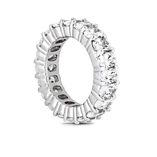 Bague De Fiançailles Eternité Réel Diamant Taille Ovale 4 Carats Or Blanc 14K