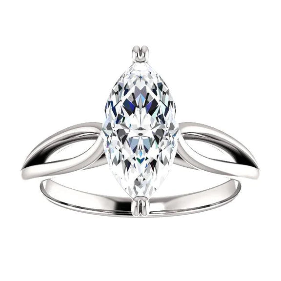 Bague De Fiançailles Femme Réel Diamant Solitaire 2,50 Carats Tige Fendue