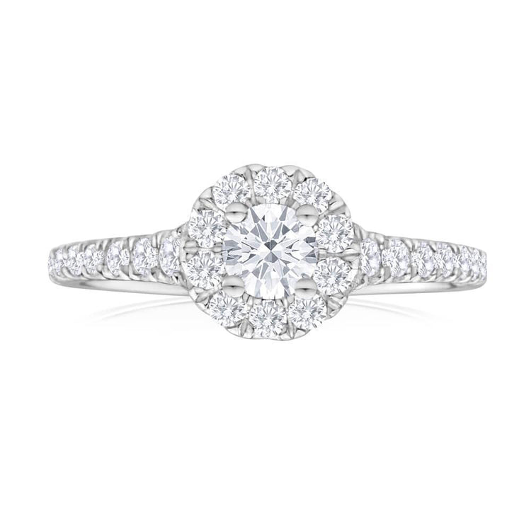 Bague De Fiançailles Halo De Naturel Diamants Taille Brillant De 1.75 Ct En Or Blanc 14K