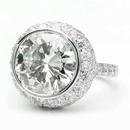 Bague De Fiançailles Halo De Réel Diamants 3.34 Carats Diamants Ronds Or Blanc 14K Bijoux