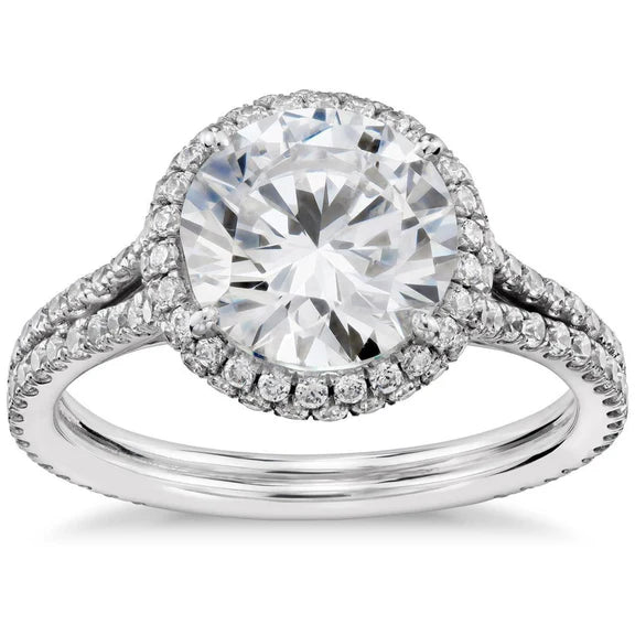 Bague De Fiançailles Halo De Réel Diamants Coupe Ronde De 4.23 Carats