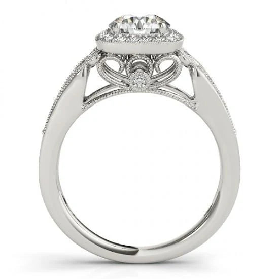 Bague De Fiançailles Halo De Réel Diamants Ronds 2.25 Carats Or Blanc 14K