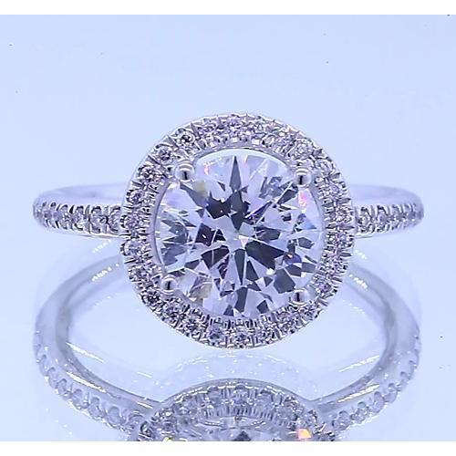 Bague De Fiançailles Halo De Véritable Diamants Ronds 3 Carats En Or Blanc 14 Carats