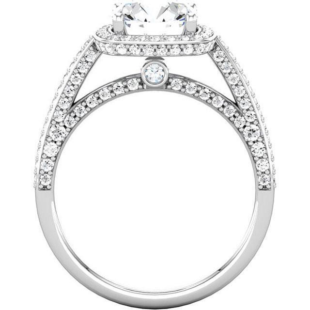 Bague De Fiançailles Halo De Véritable Diamants Ronds De 2.31 Carats En Or Blanc 14K