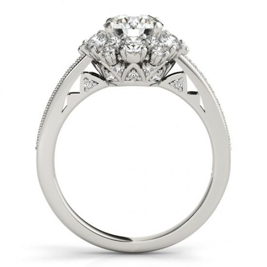 Bague De Fiançailles Halo De Véritable Diamants Ronds De 2.50 Carats En Or Blanc Massif 14K