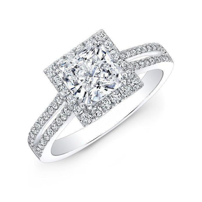 Bague De Fiançailles Halo De Véritable Diamants Taille Princesse De 2.75 Carats En Or Blanc 14 Carats