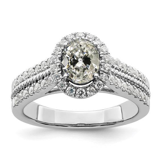 Bague De Fiançailles Halo Pour Femme Oval Vieux Mineur Naturel Diamond 5.50 Carats