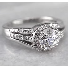 Bague De Fiançailles Halo Réel Diamant Rond 2 Carats Or Blanc 14K