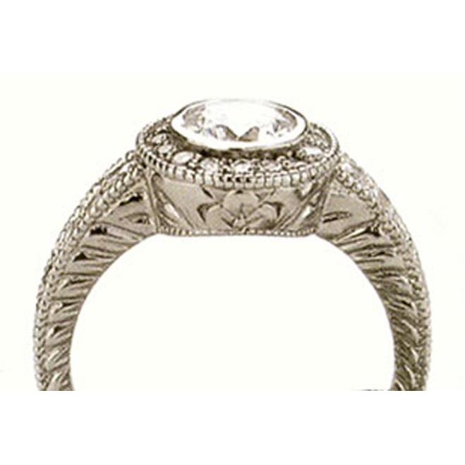 Bague De Fiançailles Halo Véritable Diamant Style Vintage 1.35 Carats