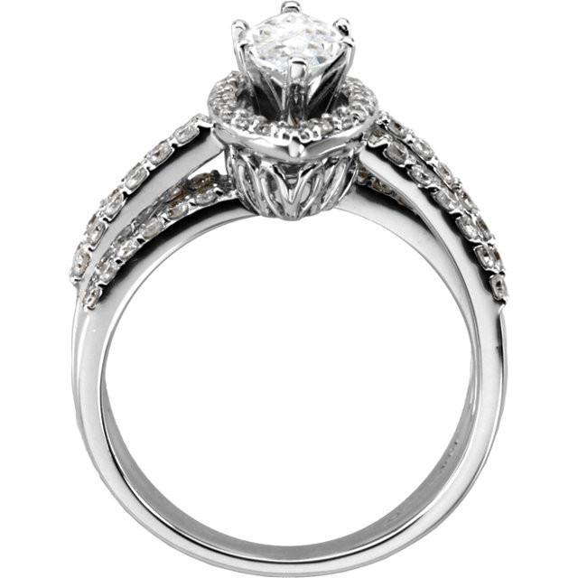 Bague De Fiançailles Marquise Et Réel Diamants Ronds De 2.75 Carats En Or Blanc 14K