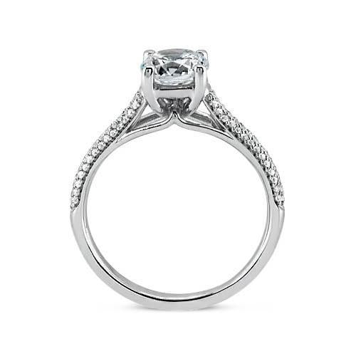 Bague De Fiançailles Naturel Diamant 2.25 Carats Avec Accents Or Blanc 14K