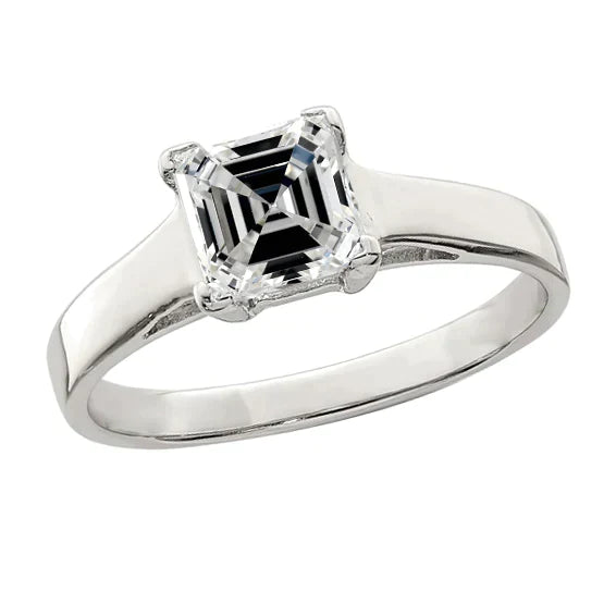 Bague De Fiançailles Naturel Diamant Asscher 3 Carats