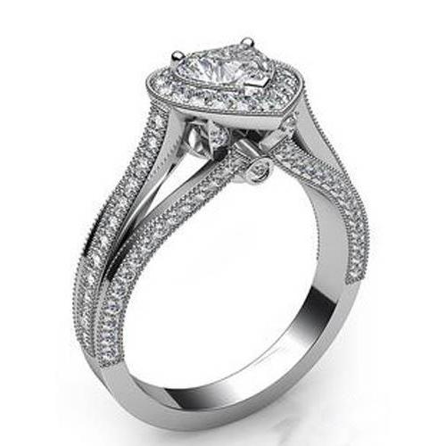Bague De Fiançailles Naturel Diamant Coeur 6 Carats Or Blanc Joaillerie Fine