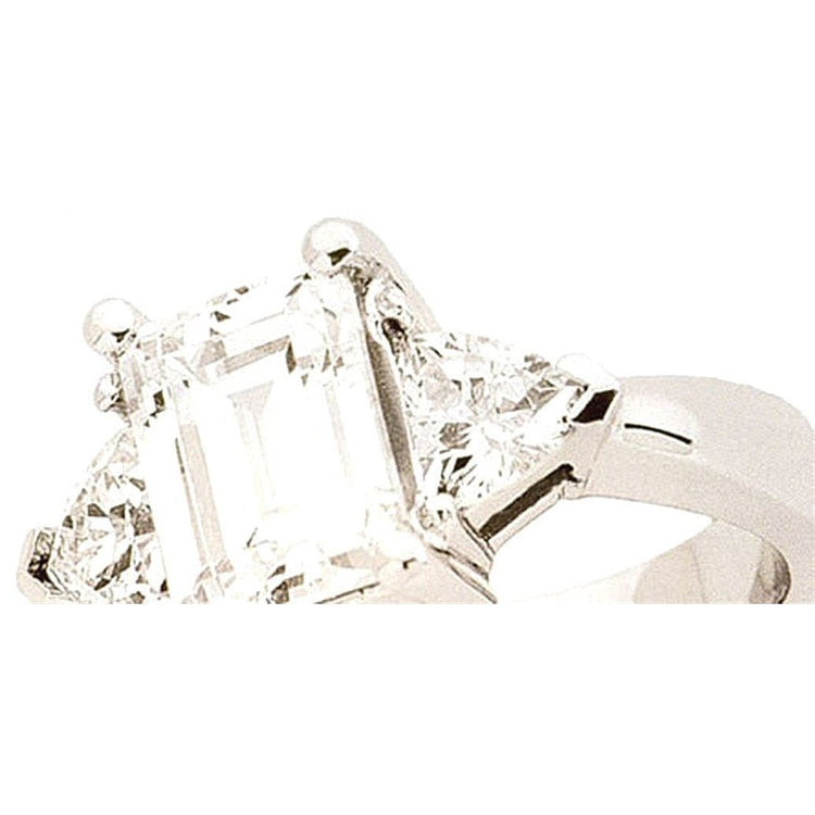 Bague De Fiançailles Naturel Diamant Emeraude 3 Carats Bijoux Trois Pierres