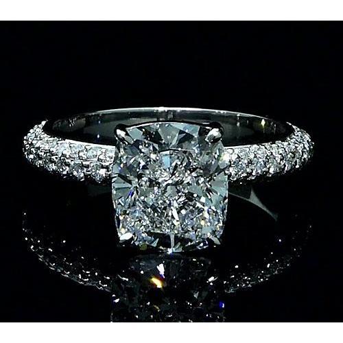 Bague De Fiançailles Naturel Diamant Gros Coussin Avec Accents 7.25 Carats Nouveau