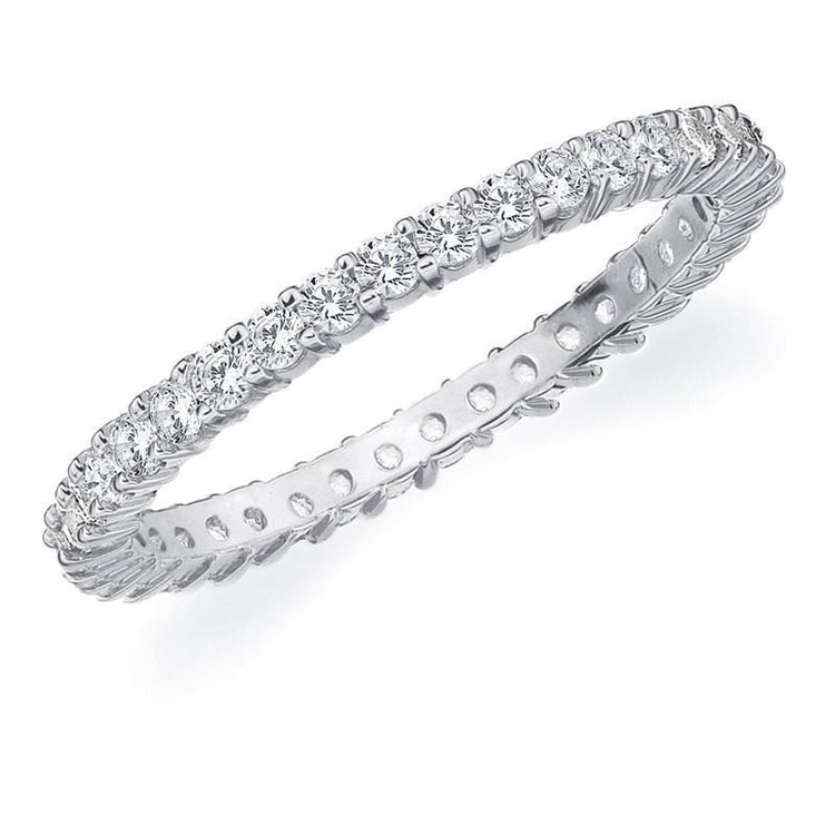 Bague De Fiançailles Naturel Diamant Rond Pour Femme En Or Blanc 14K 1.20 Carats