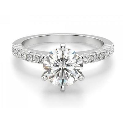 Bague De Fiançailles Naturel Diamant Solitaire Avec Accents De 3.20 Carats