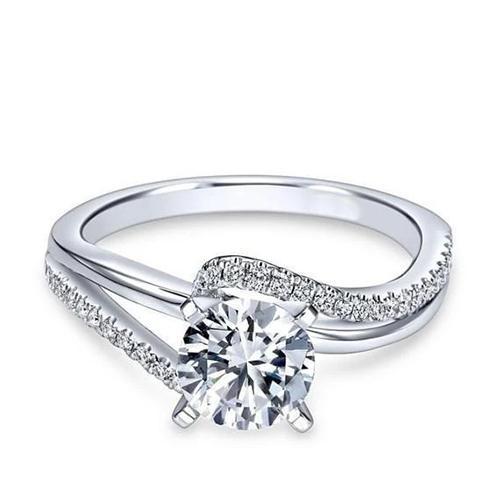 Bague De Fiançailles Naturel Diamant Solitaire Or Blanc Avec Accent 3.50 Ct