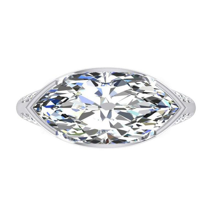 Bague De Fiançailles Naturel Diamant Taille Ancienne Marquise Sertie De Griffes En V 5.75 Carats