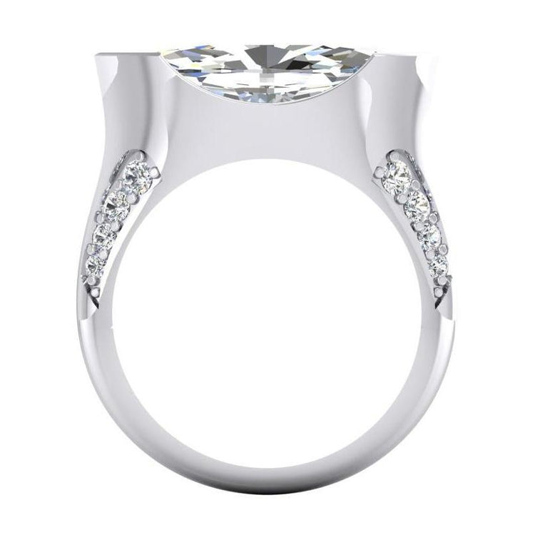 Bague De Fiançailles Naturel Diamant Taille Ancienne Marquise Sertie De Griffes En V 5.75 Carats